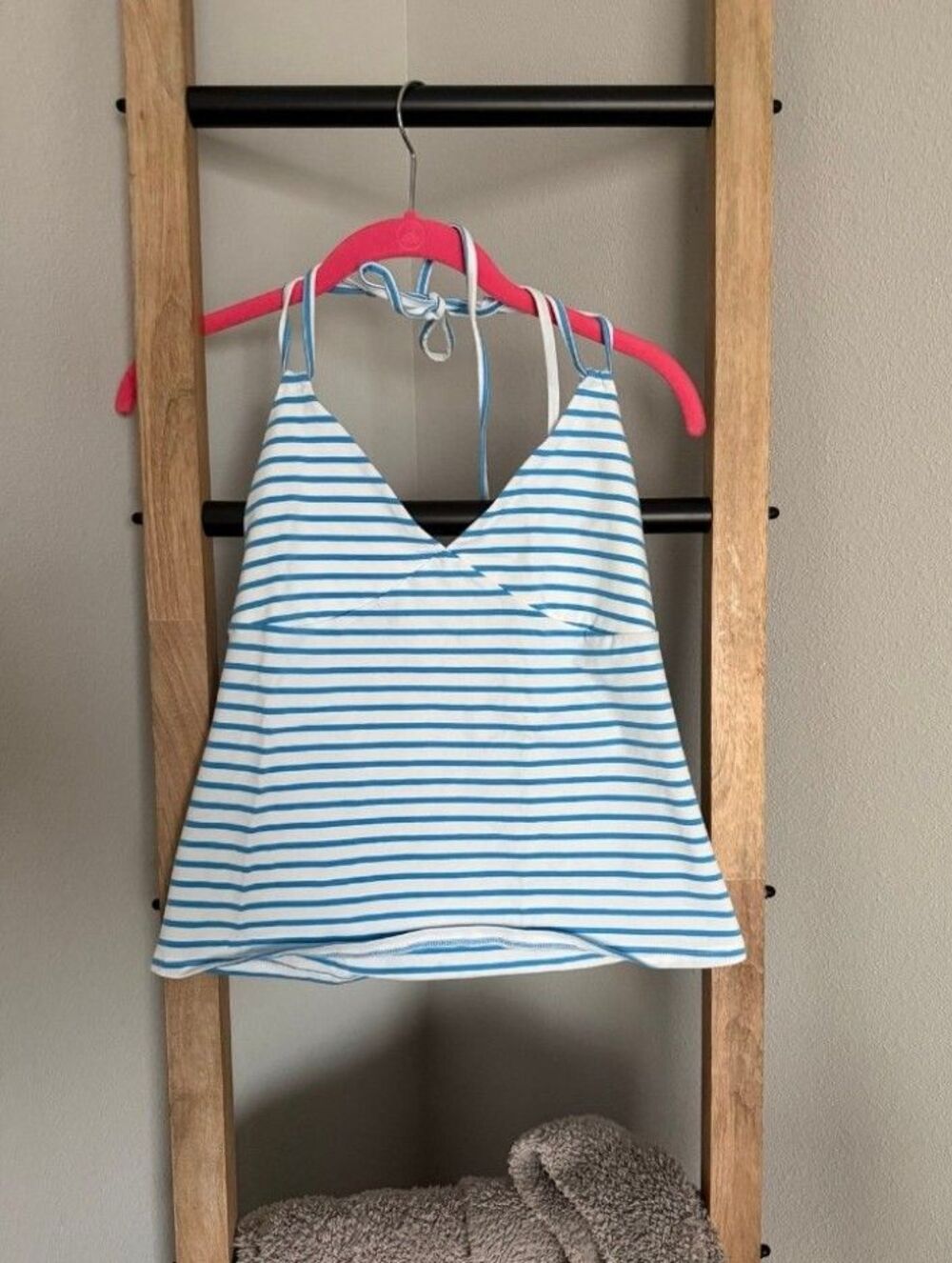 Target Striped Halter Top xxl wild fable new beach y2k backless neck tie blue